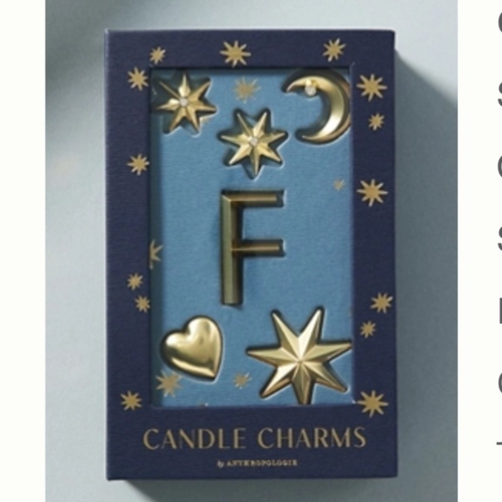 Anthropologie Gold Monogram F Candle Charms